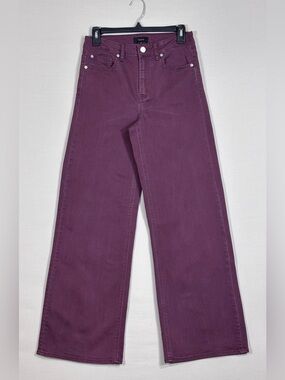 Quince Burgundy Wide Leg High Rise Jeans Relaxed Modern Denim Size 28